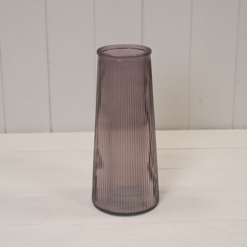 Amethyst Tall Ribbed Vase