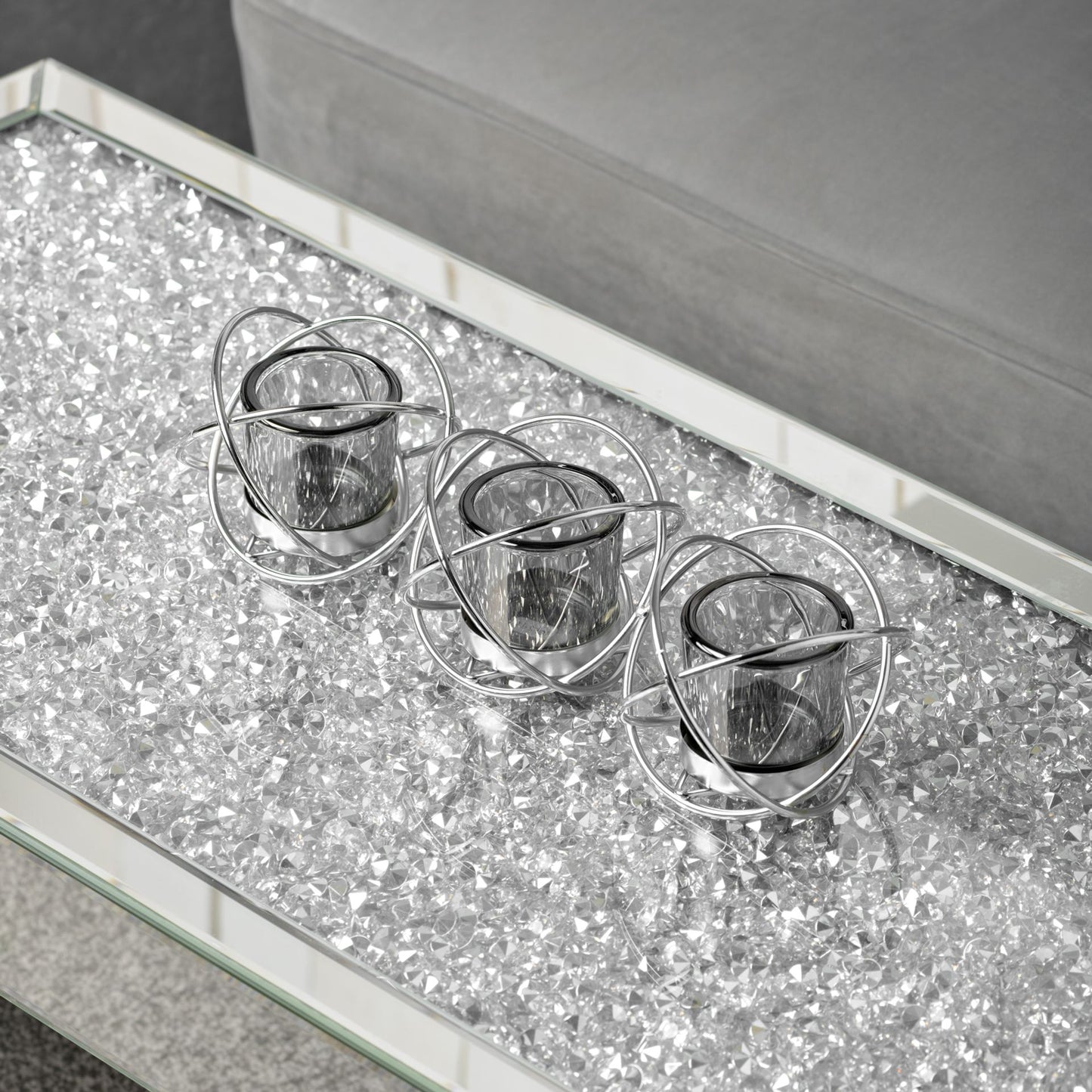 Hestia Triple Smoke Glass Tea Light Holder