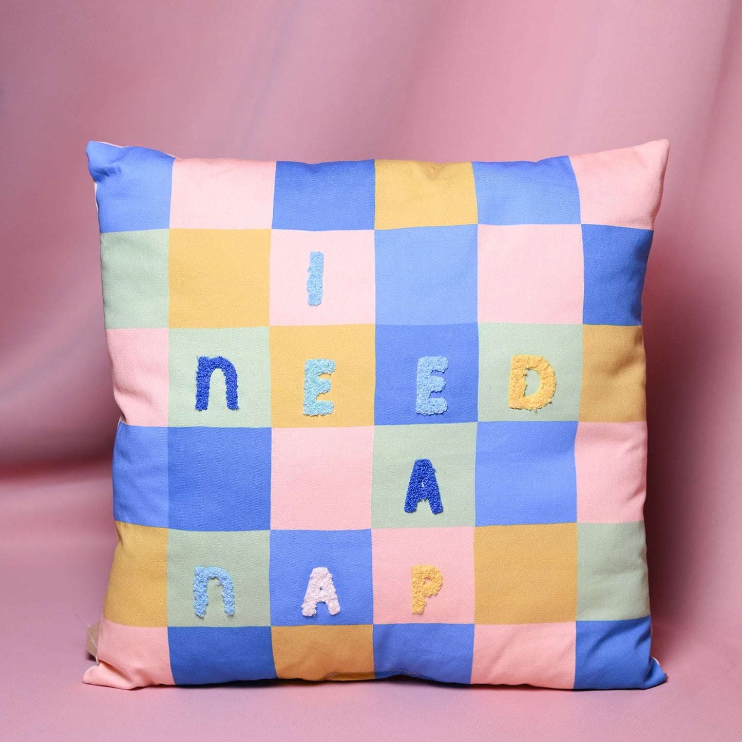 Raspberry Blossom Cushion - "I Need A Nap"