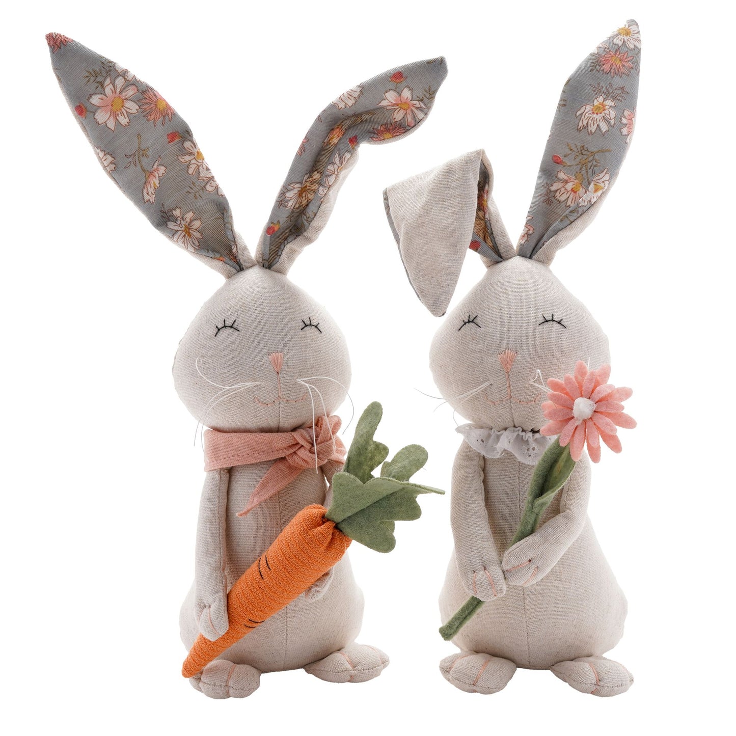 Boy & Girl Bunny With Floral Printed Ears