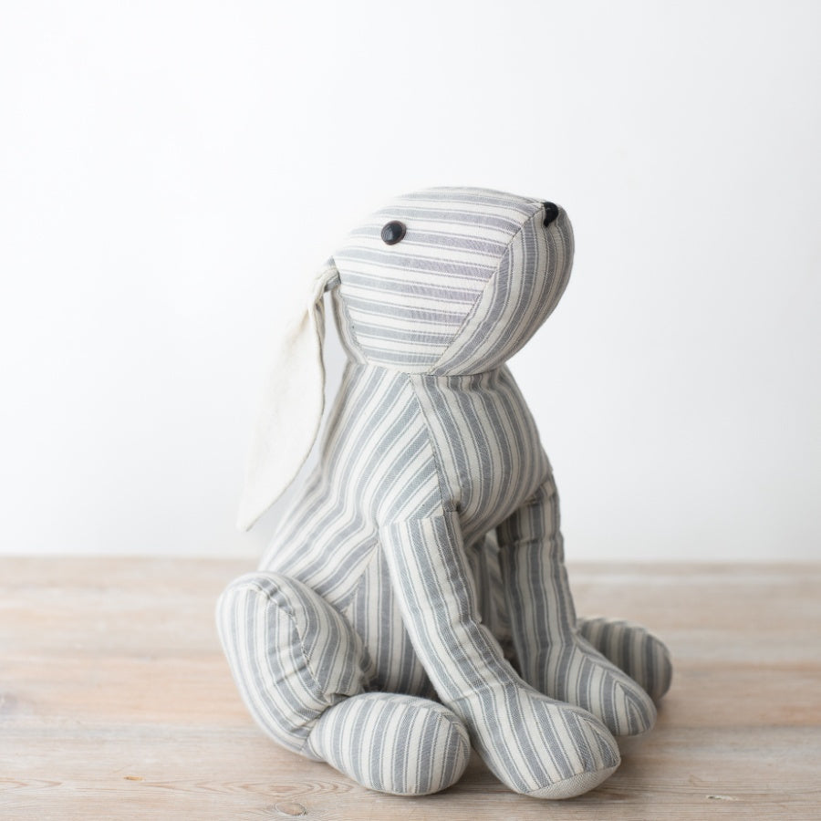 Striped Sitting Rabbit Door Stop - Grey