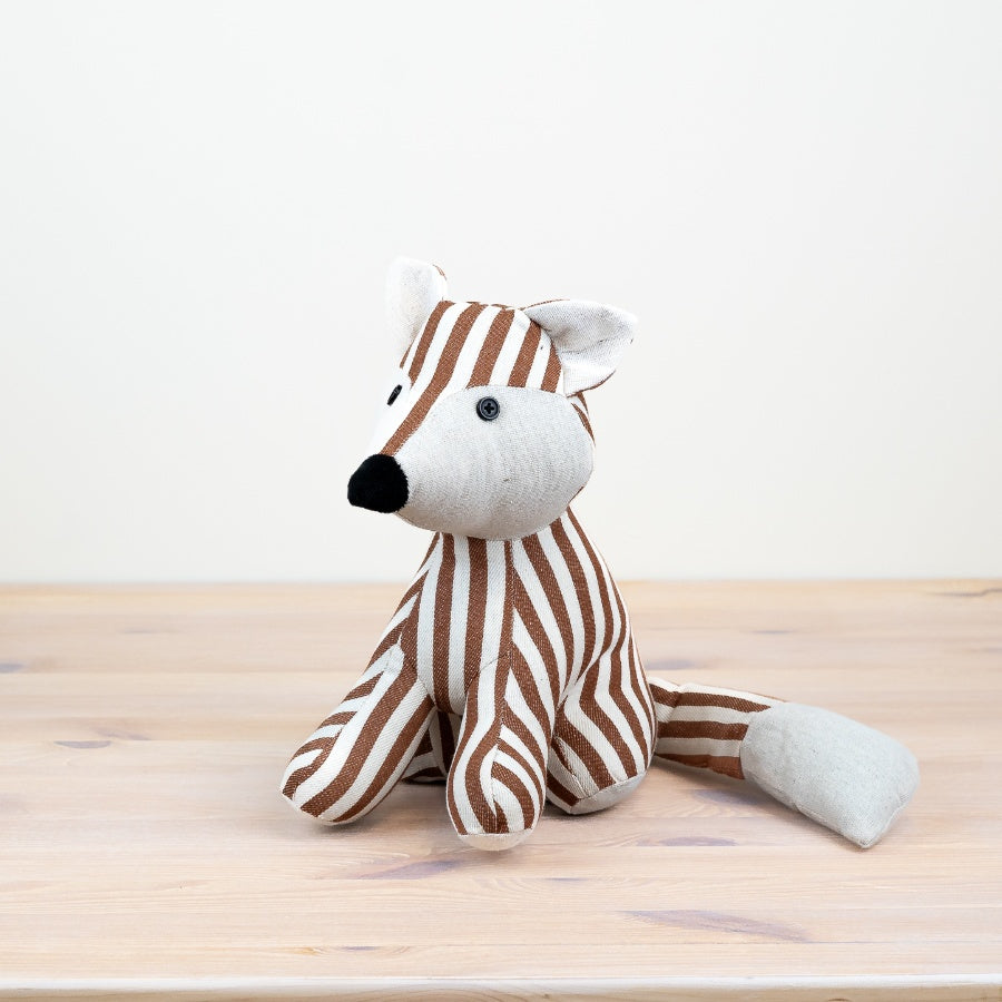 Striped Sitting Fox Door Stop - Brown