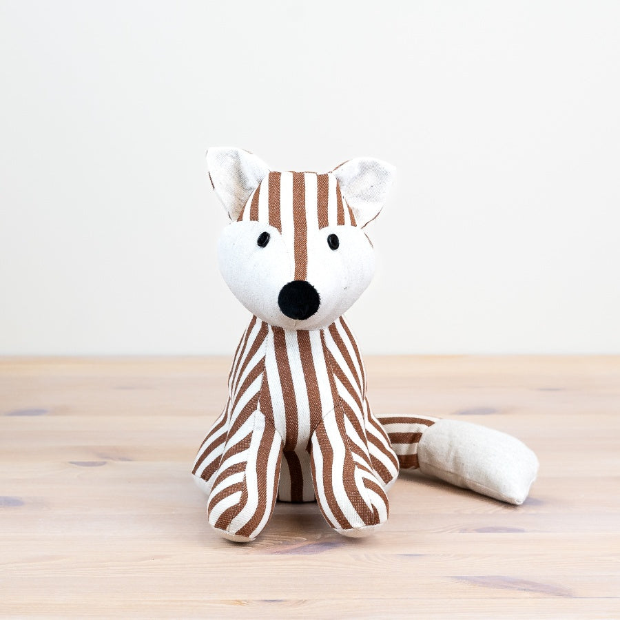 Striped Sitting Fox Door Stop - Brown