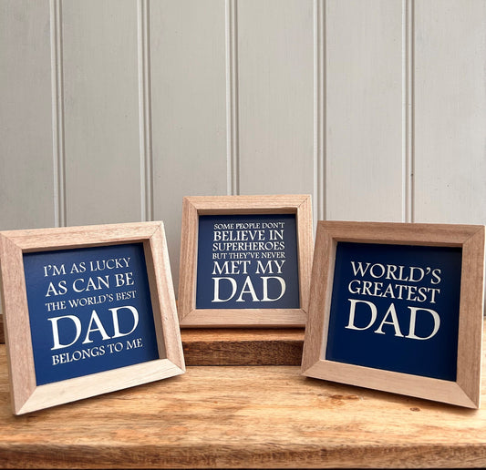 Square Framed Dad Plaques With Easel Stand 13cm
