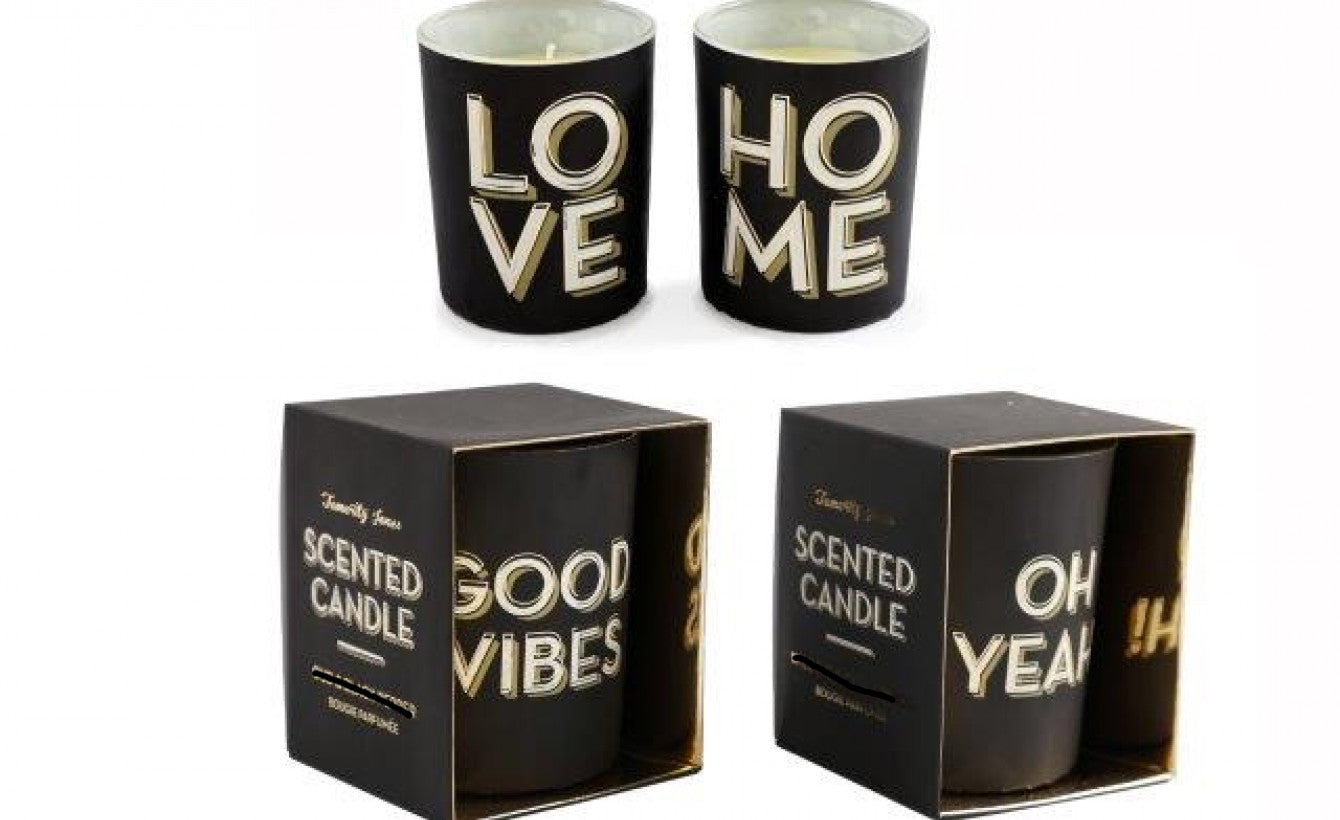 Black & Gold Typography Candle