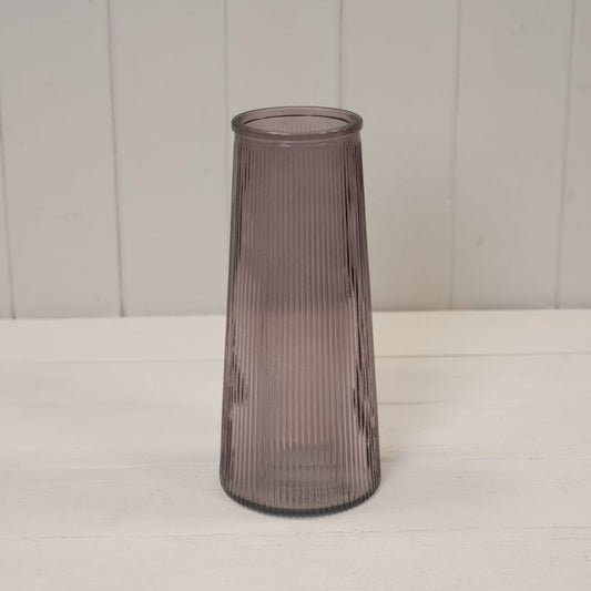 Amethyst Tall Ribbed Vase