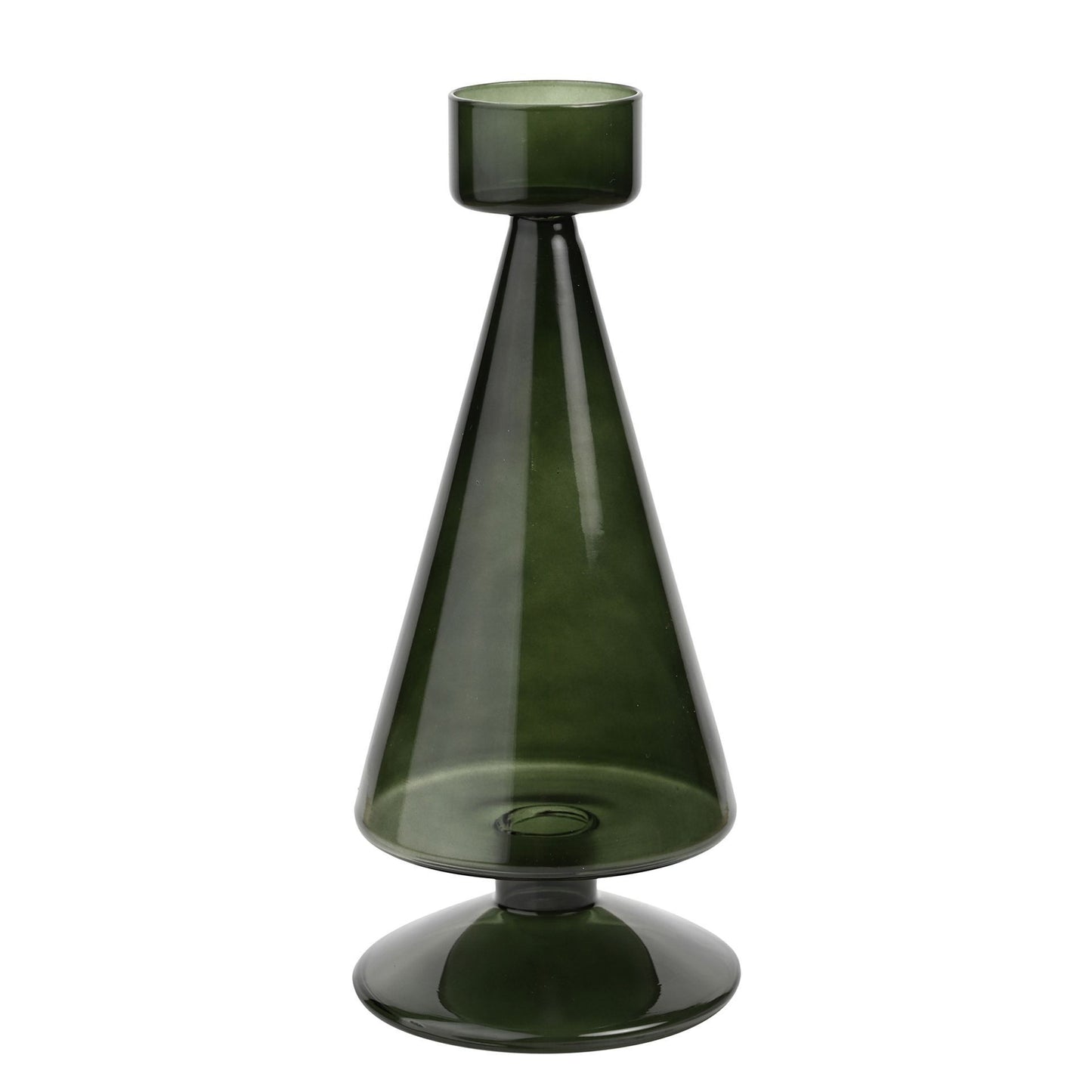 Large Green Glass Tree Shaped Tea Light Holder