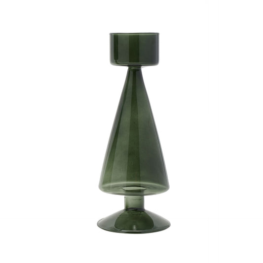 Medium Green Glass Tree Shaped Tea Light Holder