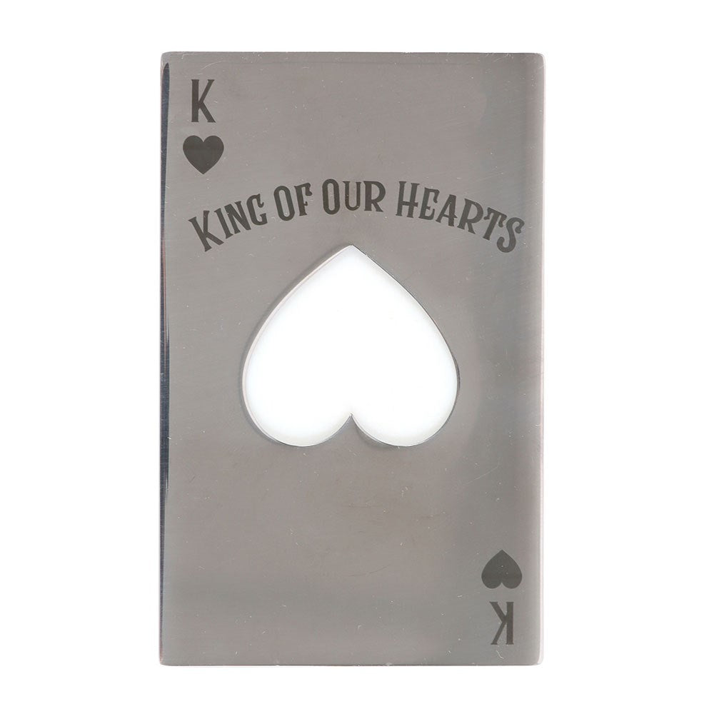 King of Our Hearts Playing Card Metal Bottle Opener