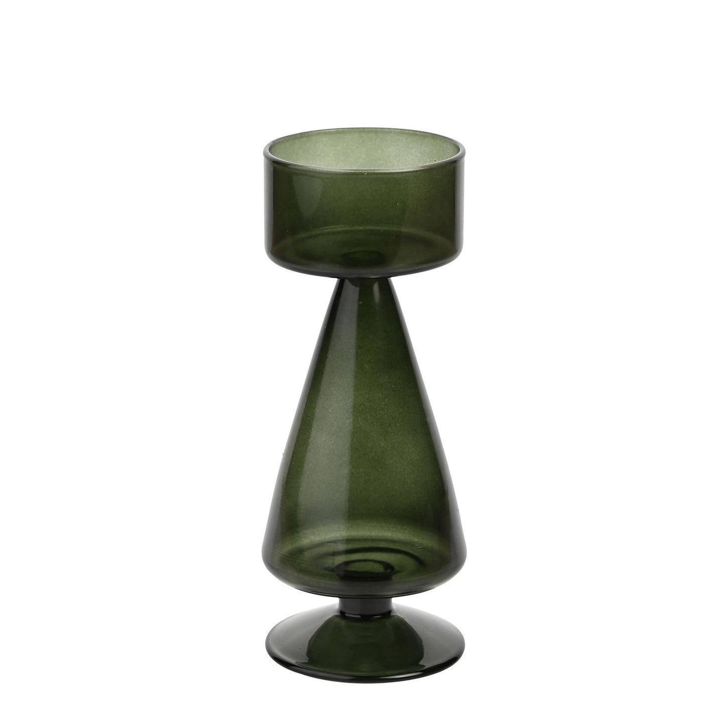 Small Green Glass Tree Shaped Tea Light Holder