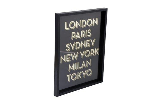 Black & Gold City Typography Wall Art Print