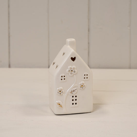 Glazed Ceramic House with LED Ornament 11cm