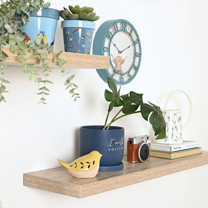 Ceramic Navy Blue Planter with Saucer - I Will Survive