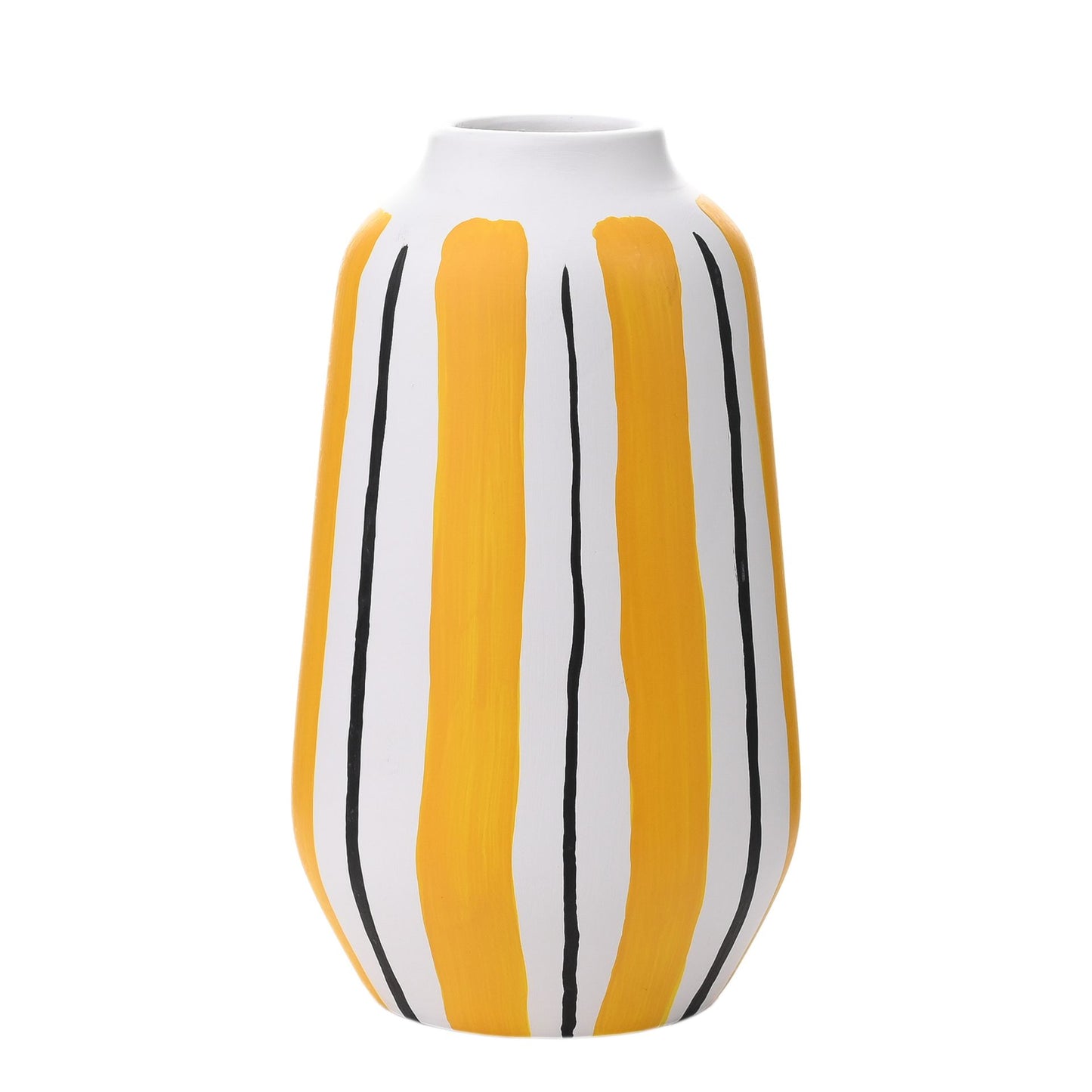 Black and Yellow Abstract Print Vase 22cm