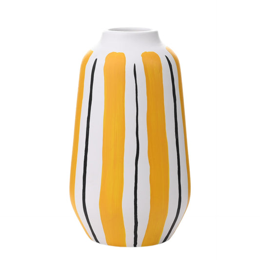 Black and Yellow Abstract Print Vase 22cm