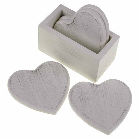 Set of 4 Heart Coasters in Holder