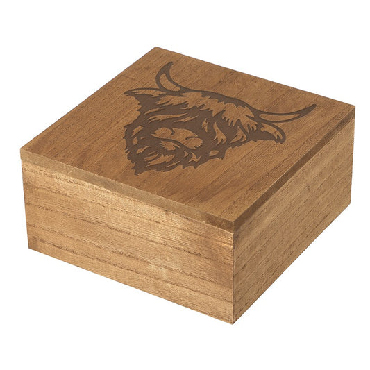 Highland Cow Design Wooden Box