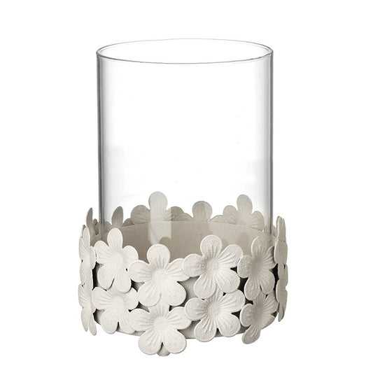Medium White Flower Base Candle Holder
