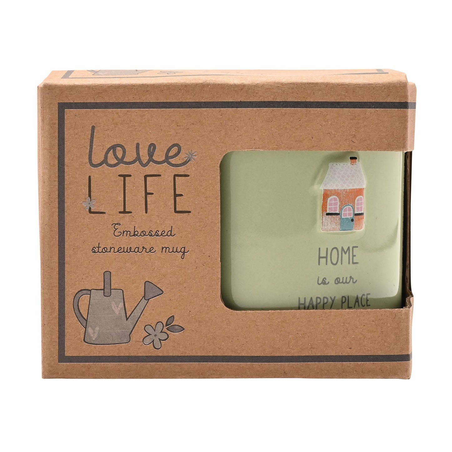 Love Life Embossed Mug - Home is Our Happy Place