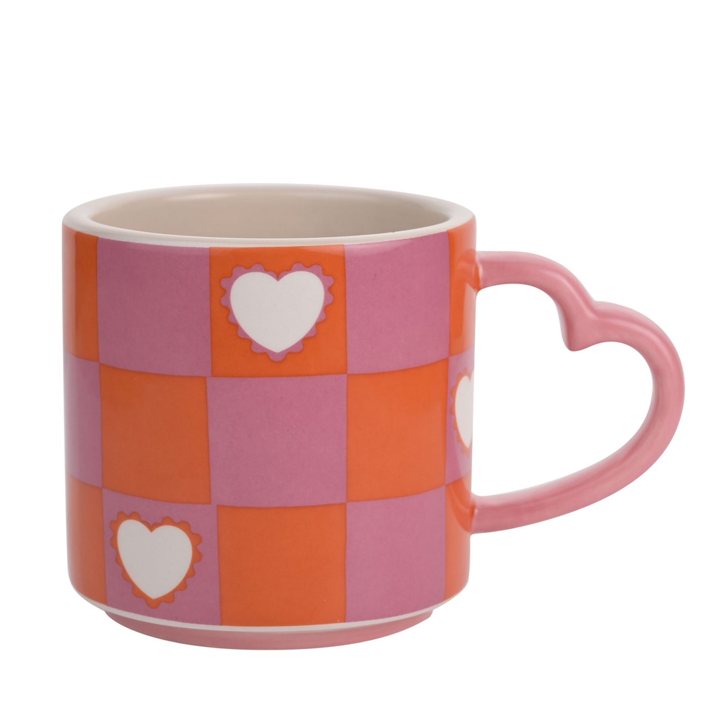 Raspberry Blossom Chequer & Heart Mug