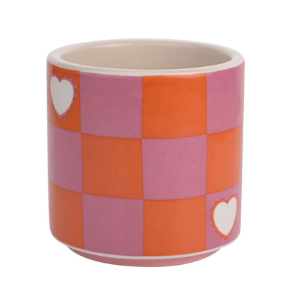 Raspberry Blossom Chequer & Heart Mug