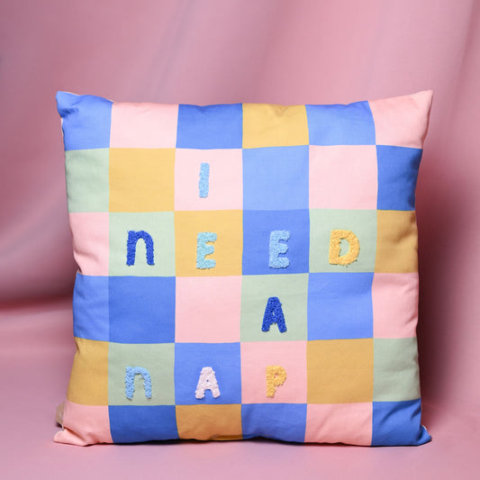 Raspberry Blossom Cushion - "I Need A Nap"