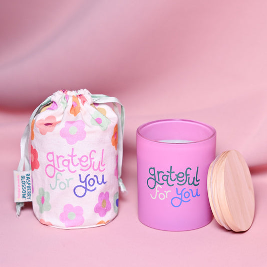 Raspberry Blossom Fragranced Candle - "Grateful For You"