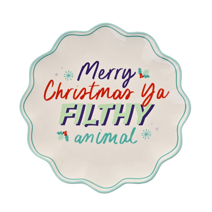 "Merry Christmas Ya Filthy Animal" Wavy Edge Plate